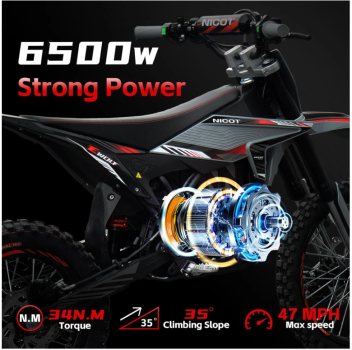 Preview: Nicot Elektro Dirtbike E-Wolf 14"/17" 3000W 72V 30Ah  Spitzenleistung 6500W